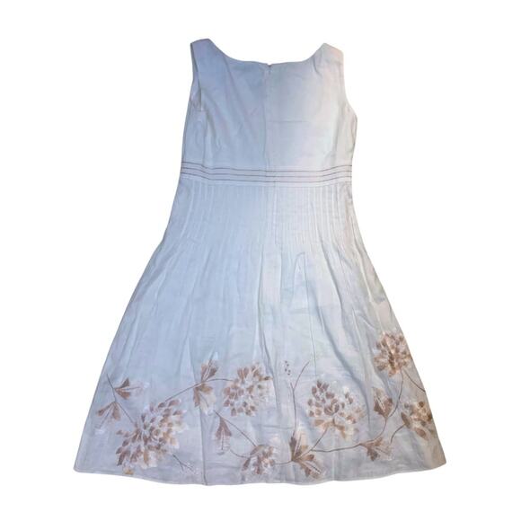Antonio Melani Linen Sleeveless Floral Beige Cream Tan Shift Dress 6 Embroidery - Picture 7 of 14